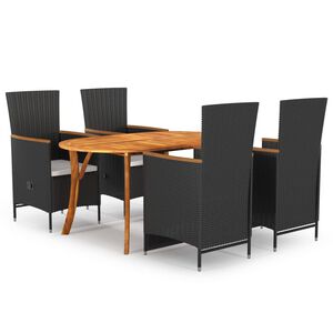 vidaXL 5 Piece Garden Dining Set Black