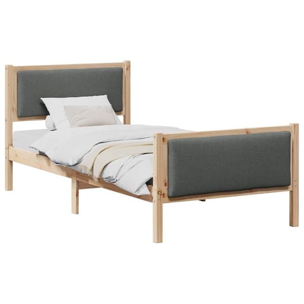 vidaXL Bed Frame with Headboard Dark Grey 90 x 190 cm Fabric