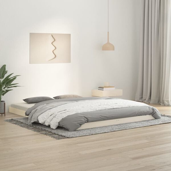 vidaXL Bed Frame without Mattress White 150x200 cm King Size Solid Wood Pine