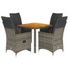 vidaXL 5 Piece Garden Dining Set with Cushions Grey Poly Rattan