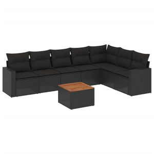 vidaXL 8 Piece Garden Sofa Set with Cushions Black Poly Rattan