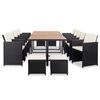 vidaXL 15 Piece Outdoor Dining Set with Cushions Poly Rattan Black