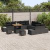 vidaXL Garden Sofa Set with Cushion 13 pcs Black Poly Rattan