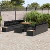 vidaXL Garden Sofa Set with Cushion 11 pcs Black Poly rattan