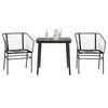 vidaXL 3 Piece Garden Dining Set with Cushions Brown Poly Rattan Glass