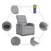 vidaXL Massage Recliner Chair Light Grey Fabric