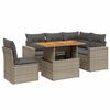 vidaXL 6 Piece Garden Sofa Set with Cushions Grey Poly Rattan