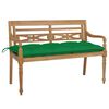 vidaXL Batavia Bench with Green Cushion 120 cm Solid Teak Wood