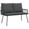 vidaXL Garden Dining Set with Cushion 2 pcs Black Poly Rattan