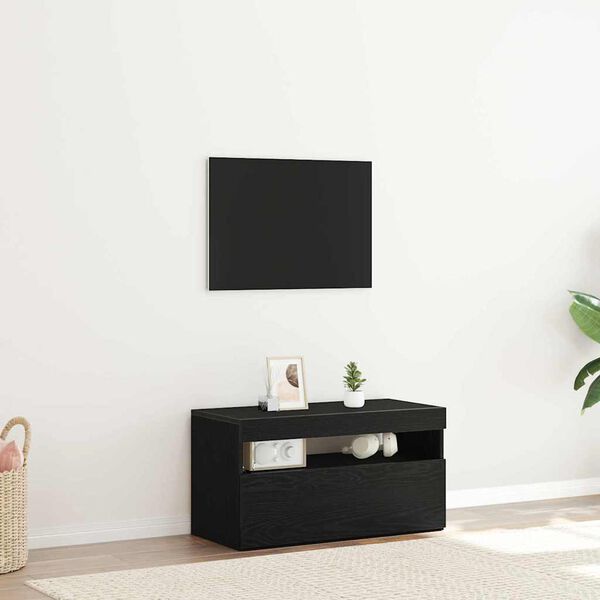 vidaXL TV Cabinet Black Oak 75 x 35 x 40 cm Engineered Wood