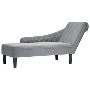 vidaXL Chaise Lounge with Pillow and Right Armrest Light Grey Fabric