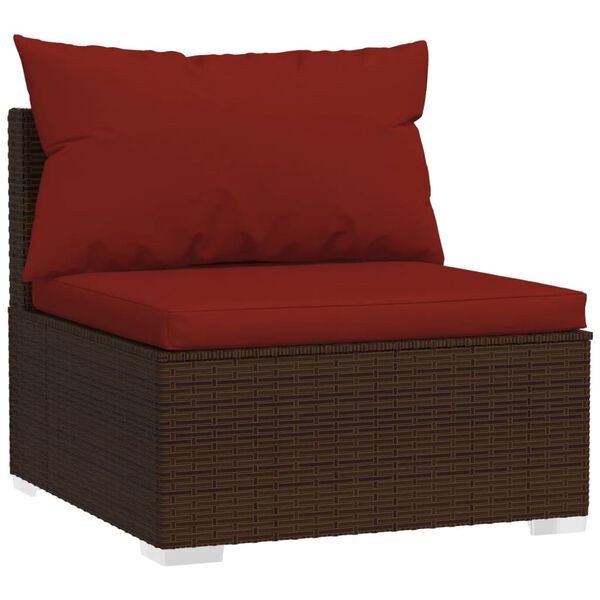 vidaXL 3 Piece Garden Lounge Set with Cushions Poly Rattan Brown