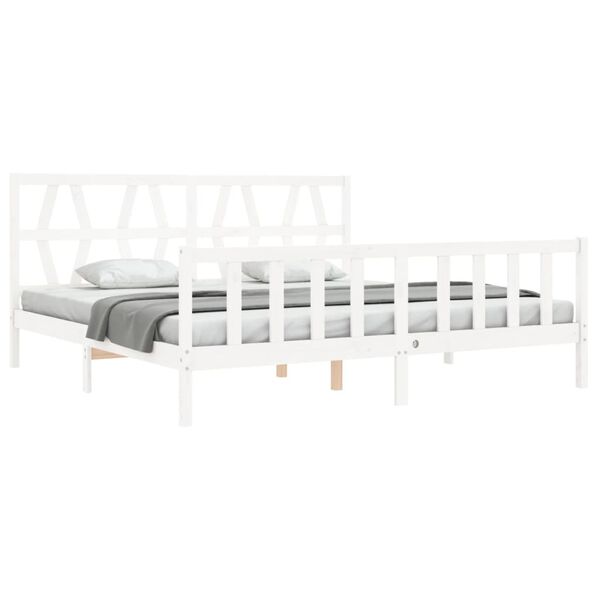 vidaXL Bed Frame without Mattress White Super King Size Solid Wood Pine