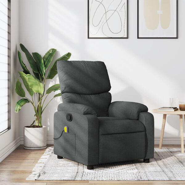 vidaXL Massage Recliner Chair Dark Grey Fabric