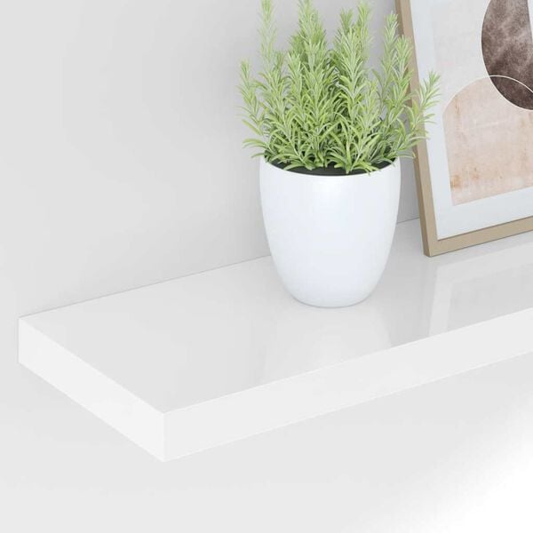 vidaXL Floating Wall Shelf High Gloss White 90x23.5x3.8 cm MDF