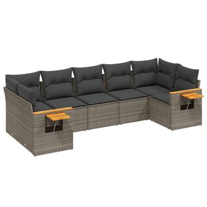 vidaXL 7 Piece Garden Sofa Set with Cushions Grey Poly Rattan