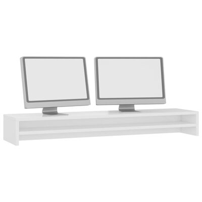 vidaXL Monitor Stand High Gloss White 100x24x13 cm Chipboard