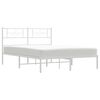 vidaXL Metal Bed Frame without Mattress with Headboard White 150x200cm