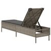 vidaXL Sun Lounger with Cushion Grey Poly Rattan