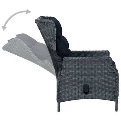 vidaXL Reclining Garden Chair with Cushions Poly Rattan Dark Grey