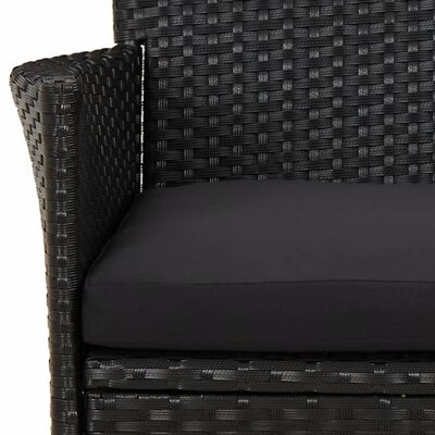 vidaXL 5 Piece Garden Bistro Set with Cushions Black Poly Rattan
