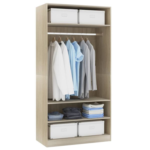vidaXL Wardrobe Sonoma Oak 100x50x200 cm Engineered Wood