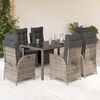 vidaXL 7 Piece Garden Dining Set with Cushions Grey Poly Rattan