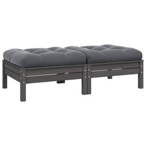 vidaXL 2-Seater Garden Sofa with Cushions Grey Solid Pinewood