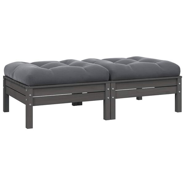 vidaXL 2-Seater Garden Sofa with Cushions Grey Solid Pinewood