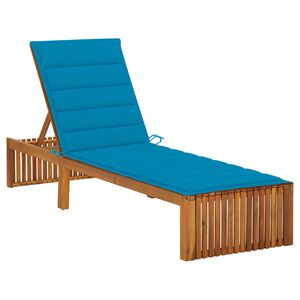 vidaXL Sun Lounger with Cushion Solid Acacia Wood