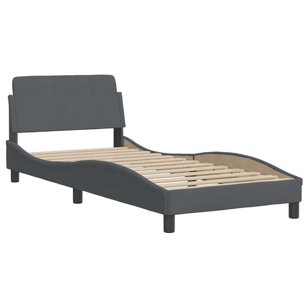 vidaXL Bed Frame without Mattress "Hanko" Dark Grey 90x190 cm Velvet