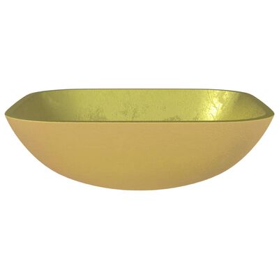 vidaXL Basin Glass 42x42x14 cm Gold