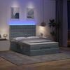 vidaXL Ottoman Bed with Mattresses & LEDs Dark Grey Double Velvet