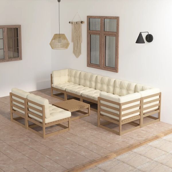 vidaXL 9 Piece Garden Lounge Set with Cushions Solid Pinewood