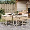 vidaXL 9 Piece Garden Dining Set with Cushions Beige Poly Rattan