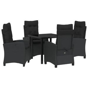 vidaXL Garden Dining Set with Cushion 5 pcs Black Poly Rattan