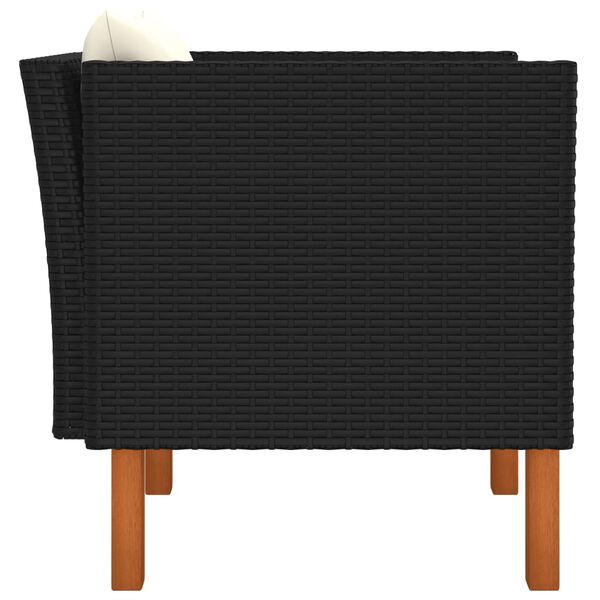 vidaXL Garden Sofa Poly Rattan and Solid Eucalyptus Wood