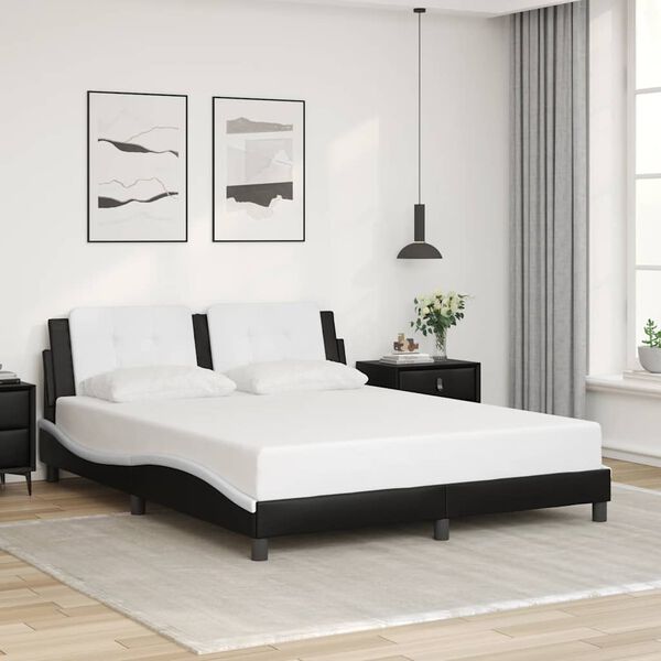 vidaXL Bed Frame without Mattress "Zadar" Black and White 152x203 cm Faux Leather