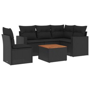 vidaXL 6 Piece Garden Sofa Set with Cushions Black Poly Rattan