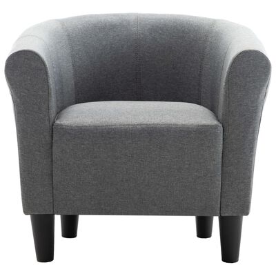 vidaXL 2 Piece Armchair and Stool Set Light Grey Fabric