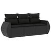 vidaXL 3 Piece Garden Sofa Set with Cushions Black Poly Rattan