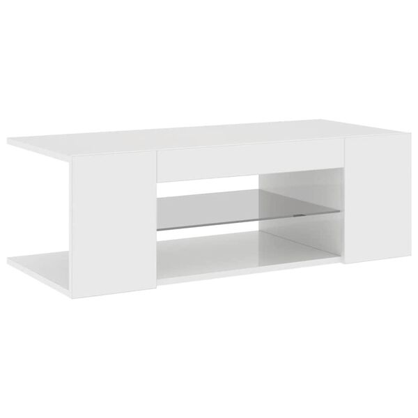 vidaXL TV Cabinet with LED Lights High Gloss White 90x39x30 cm