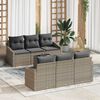 vidaXL Sofa Set with Cushion with Pillow 7 pcs Grey Poly Rattan