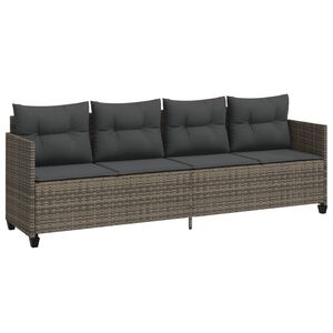 vidaXL Sun Lounger with Cushions Grey Poly Rattan