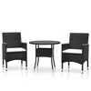 vidaXL 3 Piece Garden Dining Set Poly Rattan Black