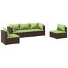 vidaXL 5 Piece Garden Lounge Set with Cushions Poly Rattan Brown