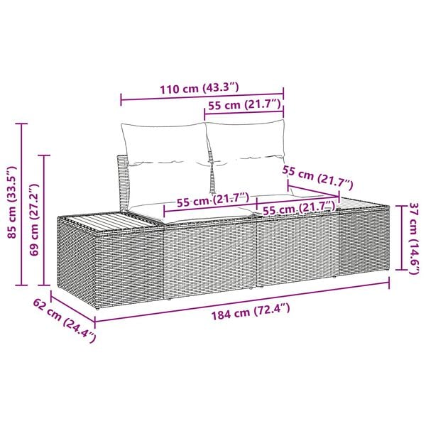 vidaXL Garden Sofa Set with Cushion 8 pcs Black Poly rattan