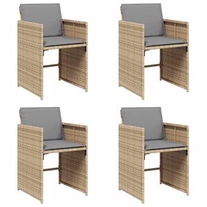 vidaXL Garden Chairs with Cushions 4 pcs Mix Beige Poly Rattan