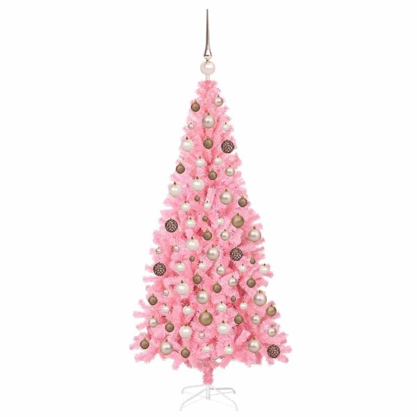 vidaXL Christmas Tree with 300 LEDs with Stand Pink 180 cm PVC