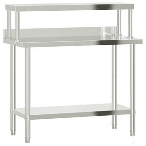 vidaXL Kitchen Work Table with Overshelf 110x55x120 cm Stainless Steel